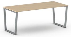 Kancelársky stôl PRIMO IMPRESS, sivostrieborná podnož, 2000 x 900 mm, biela