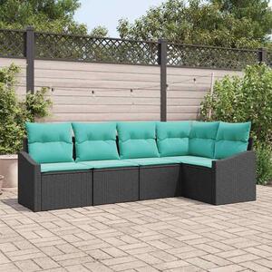 Maison Exclusive – Sedacia súprava, 5 kusov, čierna [syntetický materiál]: Polyratan