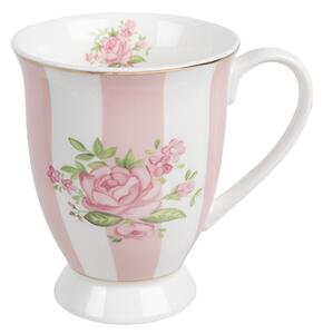 Bielo-ružový hrnček s ružičkami Sweet Roses - 12*8*10 cm / 300 ml - Clayre & Eef