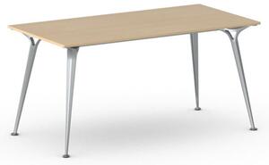 Kancelársky stôl PRIMO ALFA, sivostrieborná podnož, 1600 x 800 mm, orech