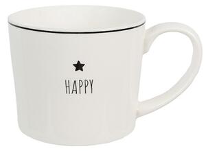 Biely hrnček s hviezdičkou Happy - Lovely Day - 12*8*7 cm / 275 ml - Clayre & Eef