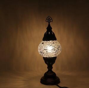 Turecká lampa – mozaiková lampa – stolná lampa – marocká lampa – orientálna lampa – rovný model – Ø 12 cm – výška 30 cm – autentická – ručne vyrobená – farebná –