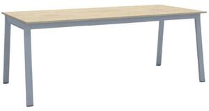 Kancelársky pracovný stôl PRIMO BASIC, sivostrieborná podnož 2000 x 900 mm, dub prírodný