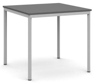 Jedálenský stôl, 800 x 800 mm, doska grafit, podnož sv. sivá