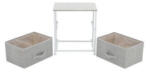 KONDELA Komoda/nočný stolík s látkovými šuplíkmi, sivá/biela/svetlosivá, ROSITA TYP 1