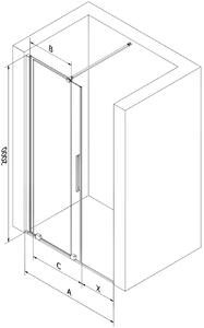 Mexen Velar, posuvné dvere do otvoru 120x200 cm, 8mm číre sklo, chrómový profil, 871-120-000-01-01
