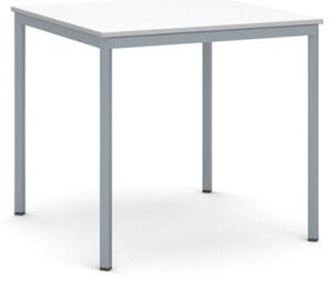 Jedálenský stôl, 800 x 800 mm, doska biela, podnož tm. sivá