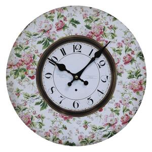 Nástenné hodiny s kvetinami Flowers de Provence – 34*3cm/ 1*AA - Chic Antique