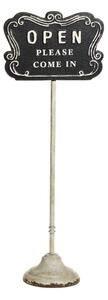 Čierno-béžová antik liatinová ceduľa Open/ Closed na nohe – 25*15*70 cm - Chic Antique