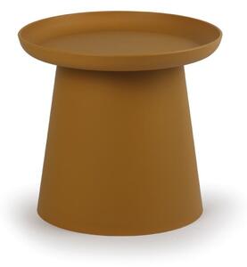 Plastový kávový stolík FUNGO, priemer 500 mm, okrový