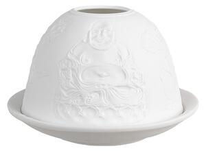 Biely porcelánový svietnik Paollo na čajovú sviečku Budha - Ø 12*8 cm - Clayre & Eef