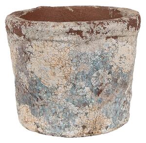 Dekoratívny béžovo-modrý antik terakotový džbán Teracci - Ø 12*10 cm - Clayre & Eef