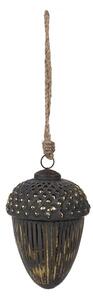 Čiernozlatá sklenená vianočná ozdoba v tvare žaluďa M - Ø 10*14 cm - Clayre & Eef