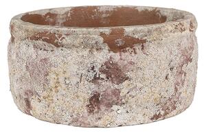 Dekoratívny béžovo-hnedý antik terakotový kvetináč Teracci M - Ø 18*8 cm - Clayre & Eef