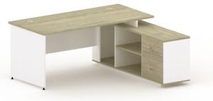 Kancelársky stôl so skrinkou MIRELLI A+ 1600 x 1600 mm, pravý, biely/dub sonoma