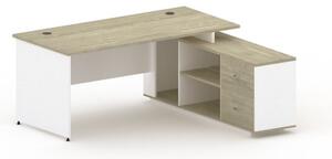 Stôl so skrinkou MIRELLI A+ 1600 x 1600 x 750 mm, pravý, biely/dub sonoma
