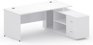 Stôl so skrinkou MIRELLI A+ 1600 x 1600 x 750 mm, pravý, biely