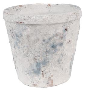 Bielo-sivý antik terakotový kvetináč Teracci M - Ø 12*11 cm - Clayre & Eef