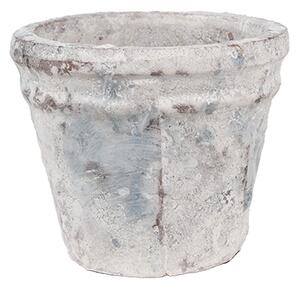 Bielo-sivý antik terakotový kvetináč Teracci S - Ø 10*8 cm - Clayre & Eef