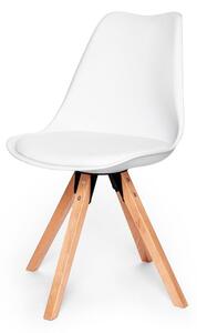 Súprava 2 bielych stoličiek s podnožou z bukového dreva Essentials Gina