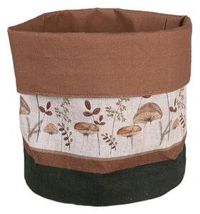 Béžový bavlnený košík na pečivo s hubkami Little Forest Jewels - Ø 15*16 cm - Clayre & Eef