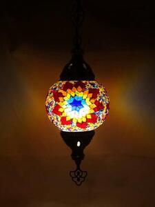 Východoázijská mozaiková závesná lampa v mnohých farbách – turecká lampa s motívom hviezd, ručne vyrobená, výška 78 cm
