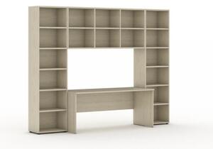 Zostavy knižníc s integrovaným stolom, vyššie, 2950 x 700/400 x 2300 mm, dub prírodný