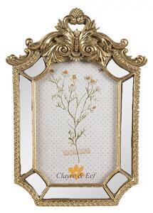 Zlatý antik fotorámik so zrkadlami a ornamentmi - 15*3*22 cm / 10*15 cm - Clayre & Eef