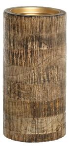 Drevený stĺpovitý svietnik na širokú sviečku Mango Wood XL - Ø 10*20 cm - Chic Antique