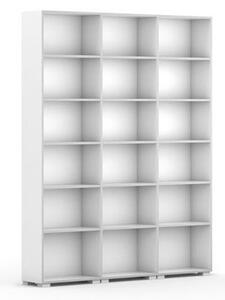 Knižnica SILVER LINE, biela, 3 stĺpce, 2230 x 1800 x 400 mm