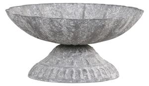 Zinková antik dekoračná plechová miska na nohe Wallier - Ø 16*8 cm - Chic Antique