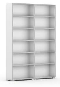Knižnica SILVER LINE, biela, 2 stĺpce, 2230 x 1600 x 400 mm