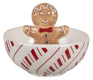 Biela keramická miska Perníček Gingerbread - Ø 12*6 cm / 250 ml - Clayre & Eef