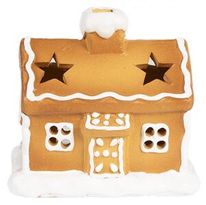Keramický svietnik perníková chalúpka Gingerbread House - 11 * 8 * 10 cm - Clayre & Eef