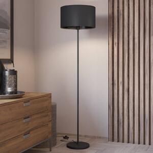 Stojacia lampa Maserlo, čierna, výška 151 cm, látka/oceľ, Čierna, Obývacia izba / jedáleň, kov, Moderný, Stojaca lampa
