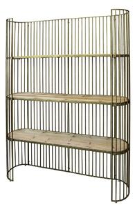 Mosadzný antik kovový regál/ knižnica s policami Monnio - 167*38*186 cm - Chic Antique