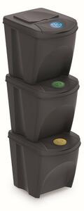 Kôš na triedený odpad Sortibox 25 l, 3 ks, antracit IKWB20S3 – S433