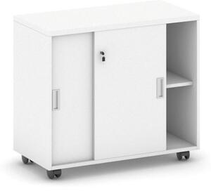 Kancelárska zasúvacia skrinka na kolieskach MIRELLI A+, 800 x 420 x 750 mm, biela