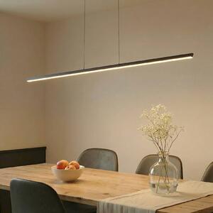 Lucande LED závesné svietidlo Solvar, 158 cm, čierna, stmievateľné, Čierna, Obývacia izba / jedáleň, kov, Moderný