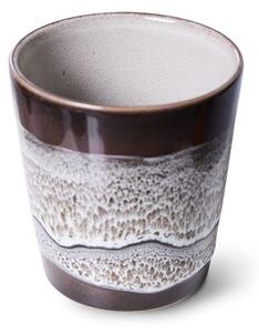 Hnedý retro hrnček na kávu Coffee 70s Rock on - Ø 7,5 * 8cm / 230 ml - HKLIVING