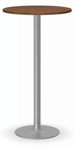 Stolík vysoký OLYMPO II, priemer 600 mm, sivá podnož, doska orech