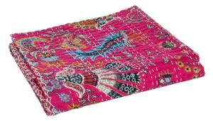 Ružový bavlnený pléd s prešívaním Beach Plaid - 180*130 cm - J-Line by Jolipa