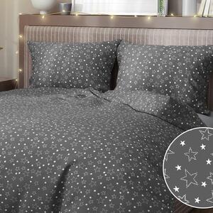 Goldea bavlnené posteľné obliečky - vzor x-17 biele hviezdičky na sivom 140 x 220 a 70 x 90 cm