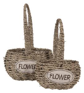 2ks pletený košík s ušami Flower - 20*16*11/28 / 16*12*9/23 cm - Clayre & Eef