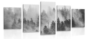 5-dielny obraz hory v hmle v čiernobielom prevedení Varianta: 100x50