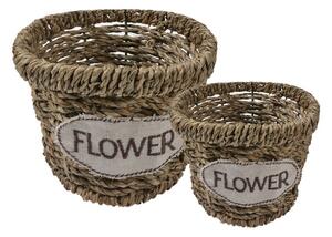 2ks pletený košík z morskej trávy Flower - Ø 16*13 / Ø 13*11 cm - Clayre & Eef