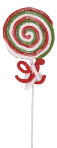 Bielo-červený vianočný zápich lízanky Lollipop - 10*1*42 cm - Clayre & Eef