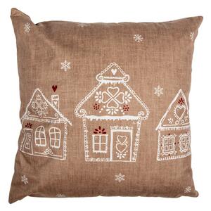 Hnedá obliečka na vankúš s perníkovými chalúpkami Gingerbread Bliss - 45*45 cm - Clayre & Eef