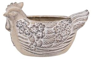 Šedý kvetináč sliepočka veľký - 26*16*15 cm - Clayre & Eef