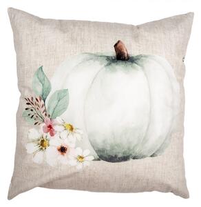 Béžovo-sivá obliečka na vankúš s tekvicou a kvetmi Country Style Pumpkin - 45*45 cm - Clayre & Eef